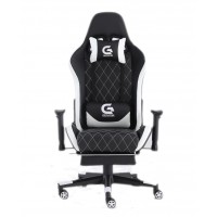 Scaun Gaming Genator V1 - Suport Picioare - Culoare Negru-Alb