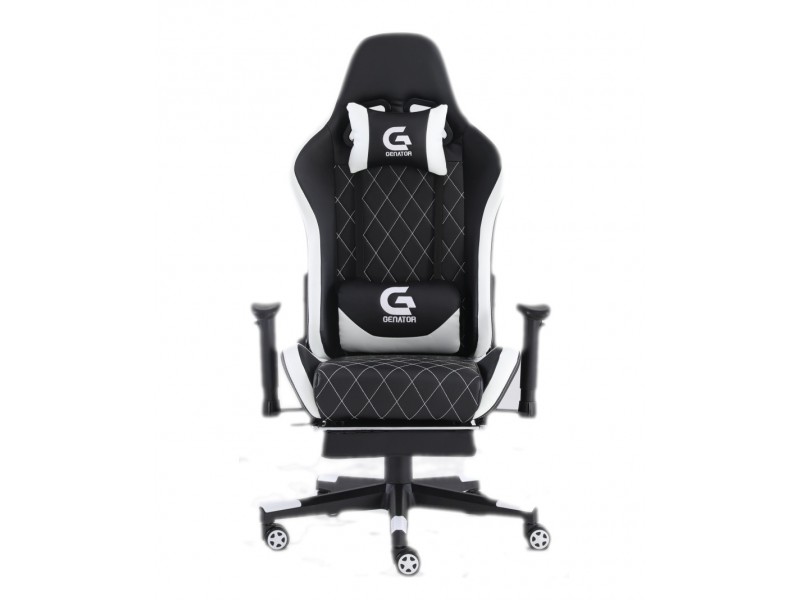 Scaun Gaming Genator V1 - Suport Picioare - Culoare Negru-Alb