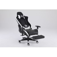 Scaun Gaming Genator V1 - Suport Picioare - Culoare Negru-Alb