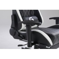 Scaun Gaming Genator V1 - Suport Picioare - Culoare Negru-Alb