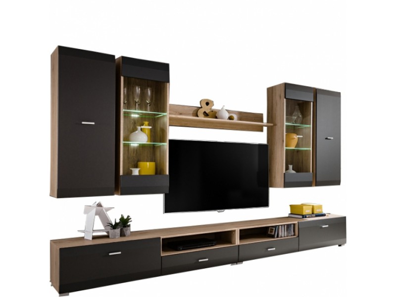 Biblioteca Clif - Culoare Grafit Stejar - Mobila Living-Sufragerie