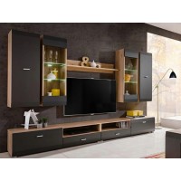 Biblioteca Clif - Culoare Grafit Stejar - Mobila Living-Sufragerie