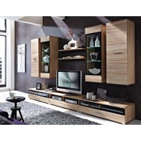 Biblioteca Vusher 1 - Culoare Stejar-Negru - Mobila Living-Sufragerie