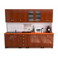 Mobila Bucatarie - Zebra Cedru - Blat Cires - Latime 260 cm