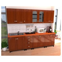 Mobila Bucatarie - Zebra Cedru - Blat Cires - Latime 260 cm