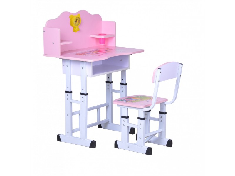 Set Birou Copii Roz - Ajustabil pe Inaltime
