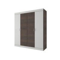 Set Mobila Dormitor Afrodita - Culoare Wenge-Alb - Pat 160x190 cm + Sifonier + Comoda + Noptiere