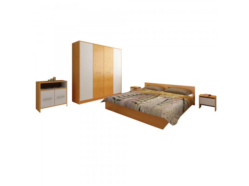 Set Mobila Dormitor Mirela - Culoare Stejar-Alb - Pat 160x190 cm + Sifonier + Comoda + Noptiere Set Mobila Dormitor Mirela - Culoare Stejar-Alb - Pat 160x190 cm + Sifonier + Comoda + Noptiere
